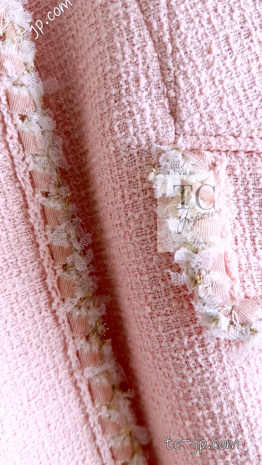 CHANEL 13C Pink Trim Stand Collar Cotton Jacket Coat Cloisonne CC Button 34 36 シャネル ピンク スタンドカラー コットン ジャケット コート 七宝焼 CCボタン 即発