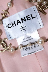 CHANEL 13C Pink Trim Stand Collar Cotton Jacket Coat Cloisonne CC Button 34 36 シャネル ピンク スタンドカラー コットン ジャケット コート 七宝焼 CCボタン 即発