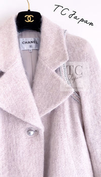 CHANEL 17A Pale Baby Pink Mohair Wool Jacket Coat 36 38 シャネル 軽くてふわふわ 淡い ベビーピンク モヘア ウール ジャケット コート 即発
