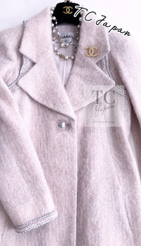 CHANEL 17A Pale Baby Pink Mohair Wool Jacket Coat 36 38 シャネル 軽くてふわふわ 淡い ベビーピンク モヘア ウール ジャケット コート 即発