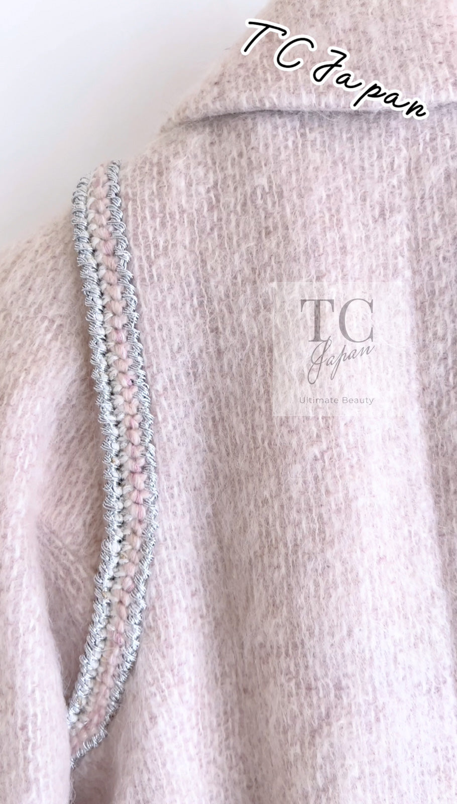 CHANEL 17A Pale Baby Pink Mohair Wool Jacket Coat 36 38 シャネル 軽くてふわふわ 淡い ベビーピンク モヘア ウール ジャケット コート 即発