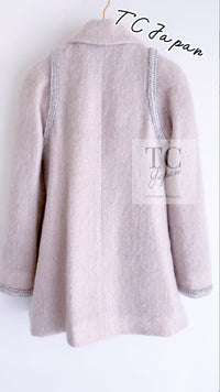 CHANEL 17A Pale Baby Pink Mohair Wool Jacket Coat 36 38 シャネル 軽くてふわふわ 淡い ベビーピンク モヘア ウール ジャケット コート 即発