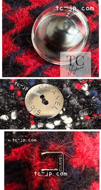 CHANEL 17A Red Black Double Wool Tweed Coat 36 シャネル レッド ブラック ダブル ウール ツイード コート 即発