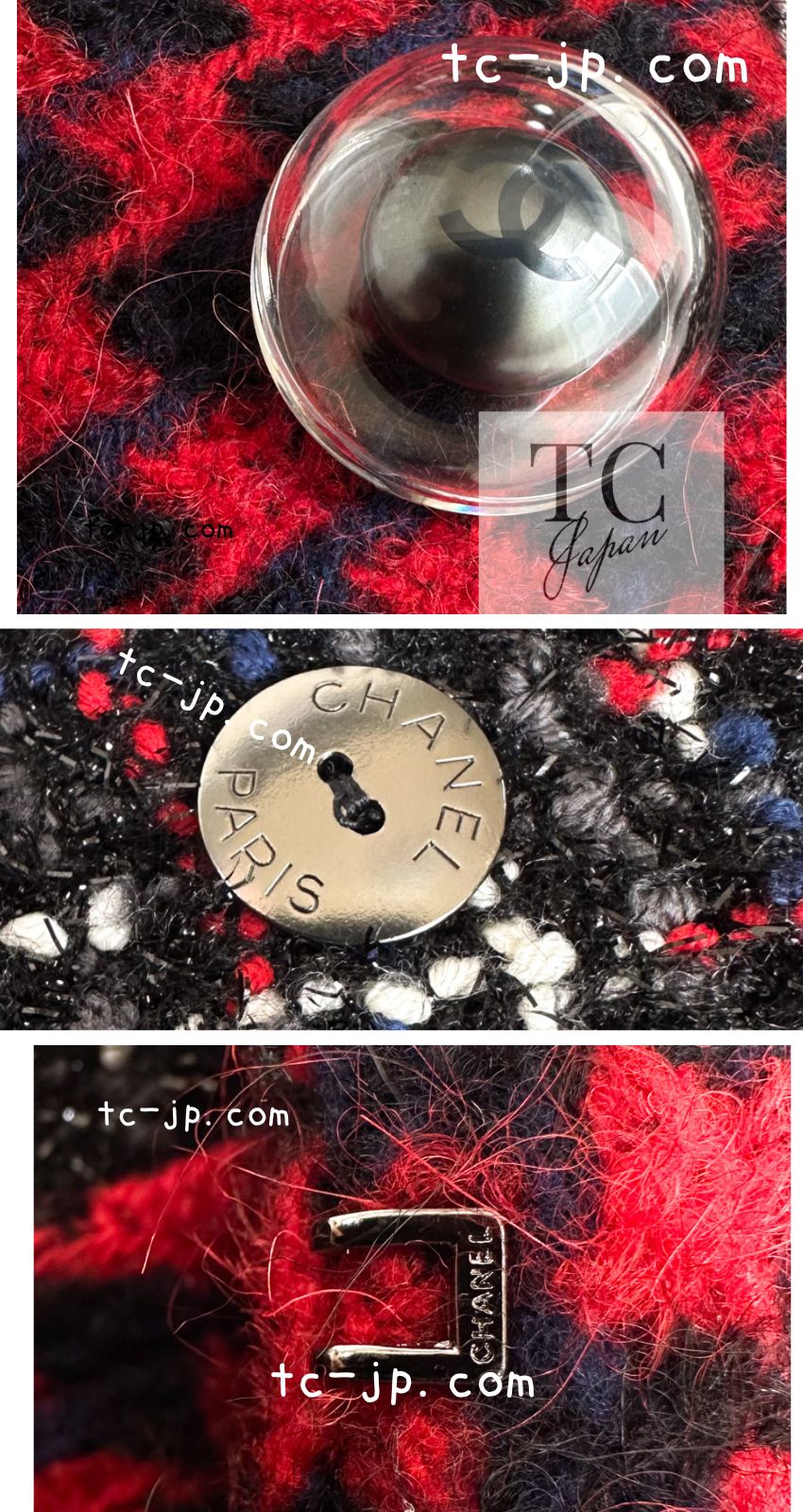 CHANEL 17A Red Black Double Wool Tweed Coat 36 シャネル レッド ブラック ダブル ウール ツイード コート 即発