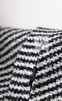 CHANEL 16S Olive Navy White Striped Cotton Wool Tweed Coat 34 シャネル オリーブ ネイビー ホワイト ストライプ コットン ウール ツイード コート 即発