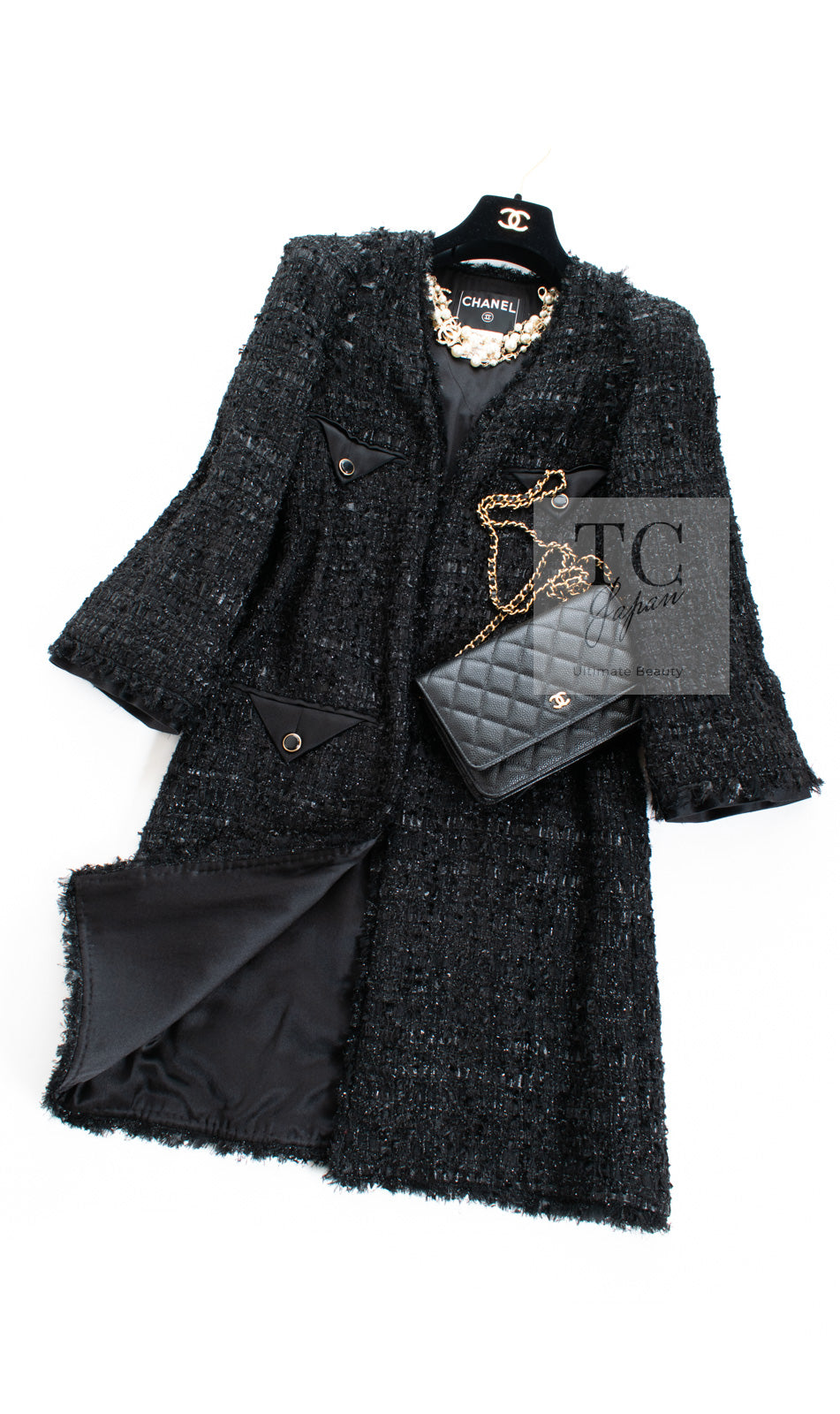 CHANEL 07A Black Tweed Cardigan Coat 38 シャネル ブラック ツイード カーディガン コート 即発