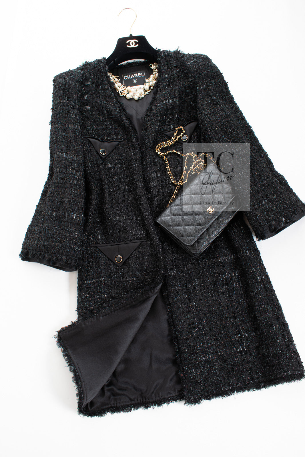 CHANEL 07A Black Tweed Cardigan Coat 38 シャネル ブラック ツイード カーディガン コート 即発