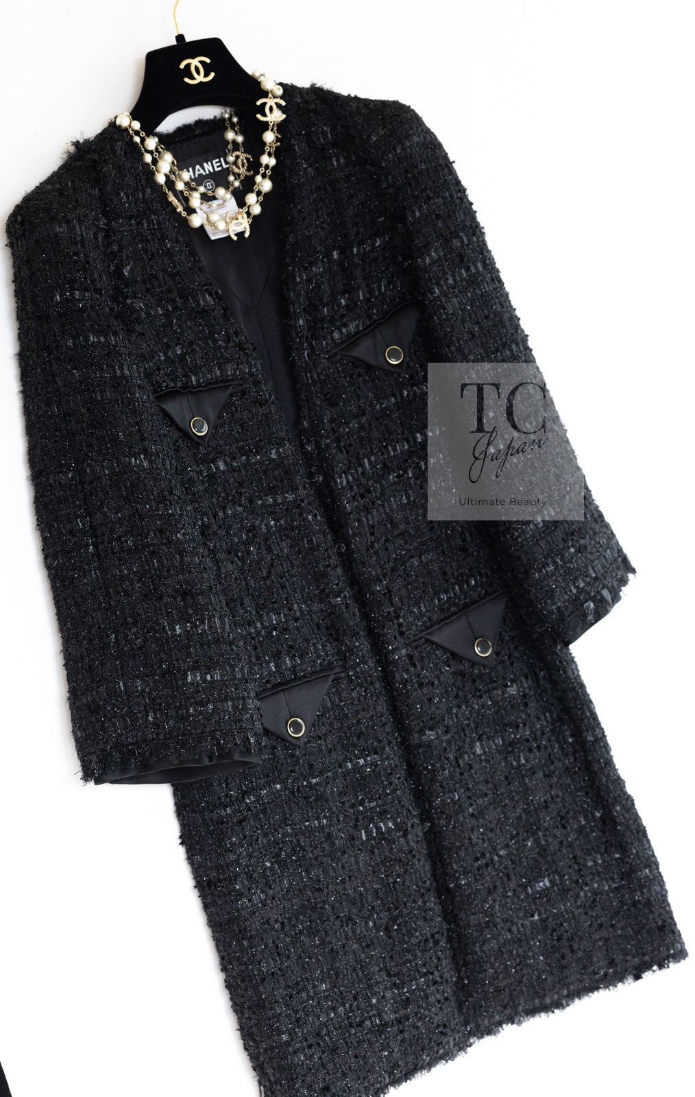 CHANEL 07A Black Tweed Cardigan Coat 38 シャネル ブラック ツイード カーディガン コート 即発