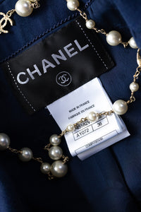 CHANEL 13S Laura Bailey Navy Cotton Trench Coat 36 38 シャネル ネイビー コットン ギャバジン トレンチ コート 即発