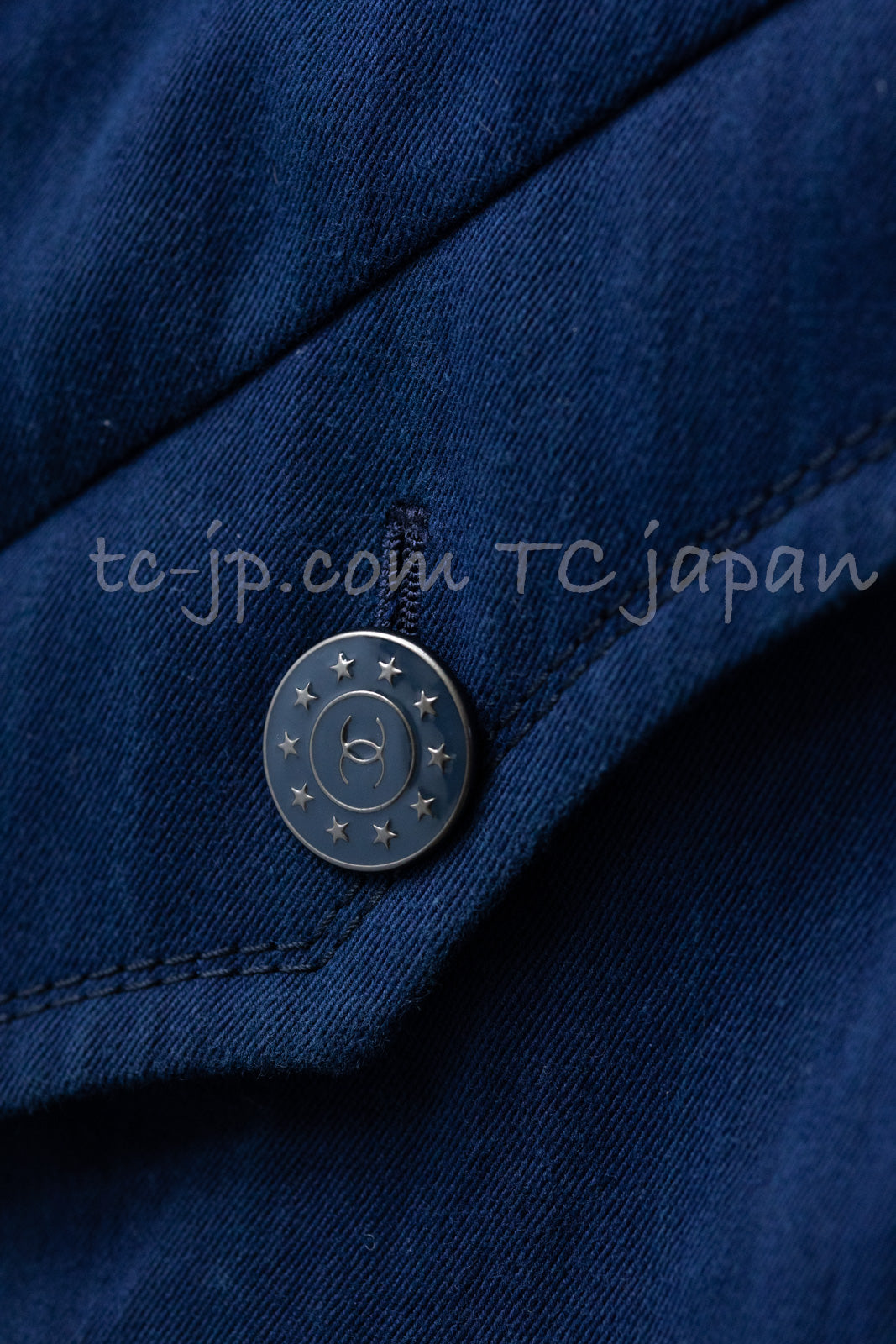 CHANEL 13S Laura Bailey Navy Cotton Trench Coat 36 38 シャネル ネイビー コットン ギャバジン トレンチ コート 即発