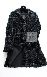 CHANEL 13A Black Metallic Tweed Coat 42 シャネル ブラック メタリック ツイード コート 即発