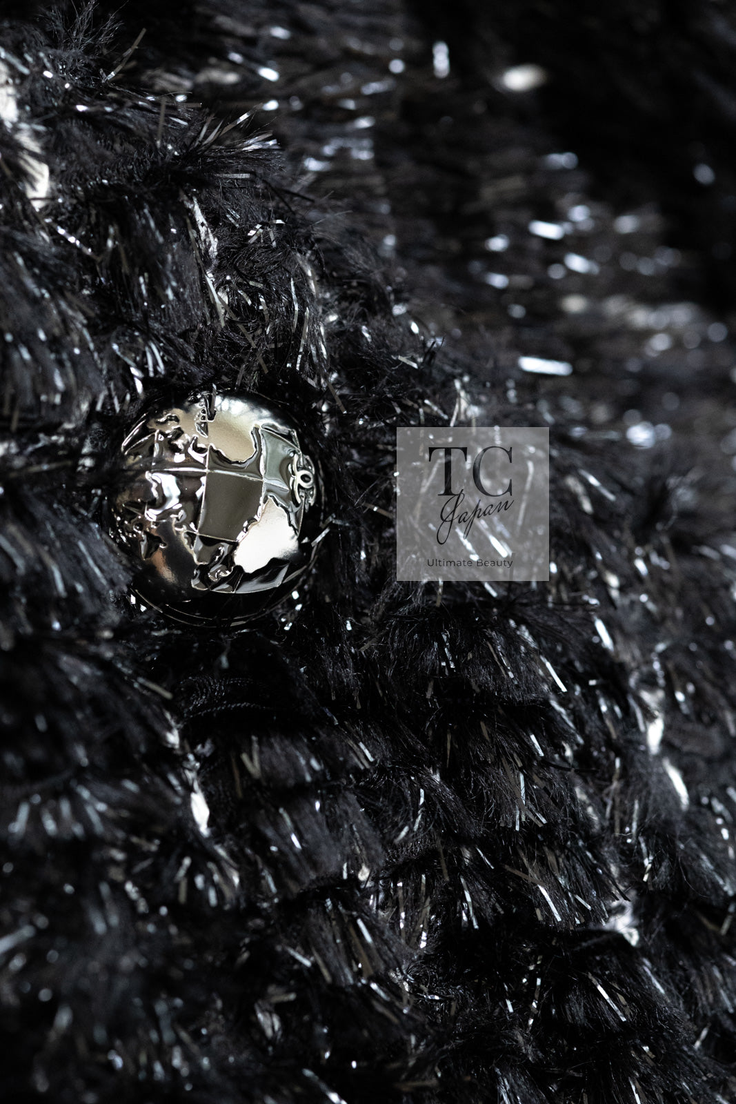 CHANEL 13A Black Metallic Tweed Coat 42 シャネル ブラック メタリック ツイード コート 即発