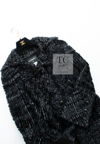 CHANEL 13A Black Metallic Tweed Coat 42 シャネル ブラック メタリック ツイード コート 即発