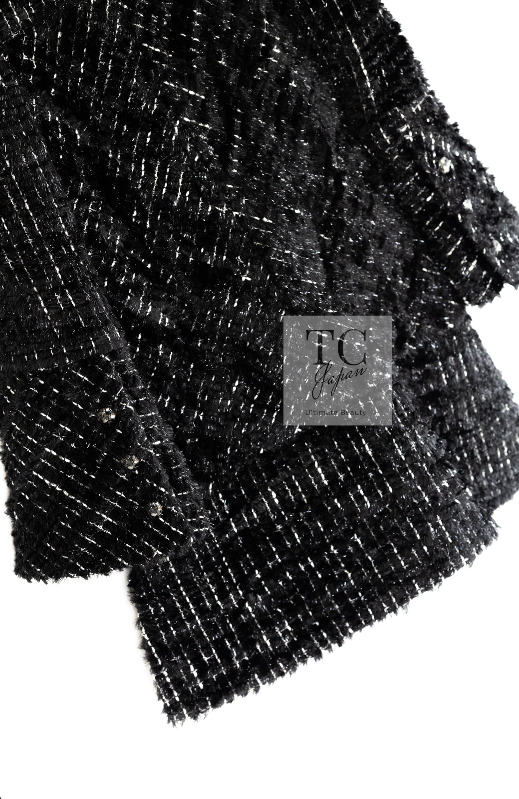 CHANEL 13A Black Metallic Tweed Coat 42 シャネル ブラック メタリック ツイード コート 即発
