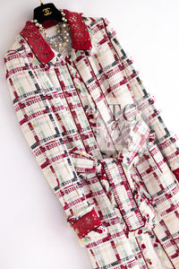 CHANEL 04S Ivory Red Mix Tweed Coat 36 シャネル アイボリー レッド ミックス ツイード コート 即発