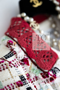 CHANEL 04S Ivory Red Mix Tweed Coat 36 シャネル アイボリー レッド ミックス ツイード コート 即発