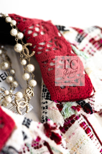CHANEL 04S Ivory Red Mix Tweed Coat 36 シャネル アイボリー レッド ミックス ツイード コート 即発