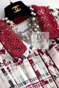 CHANEL 04S Ivory Red Mix Tweed Coat 36 シャネル アイボリー レッド ミックス ツイード コート 即発