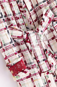 CHANEL 04S Ivory Red Mix Tweed Coat 36 シャネル アイボリー レッド ミックス ツイード コート 即発