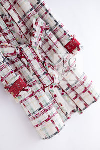 CHANEL 04S Ivory Red Mix Tweed Coat 36 シャネル アイボリー レッド ミックス ツイード コート 即発