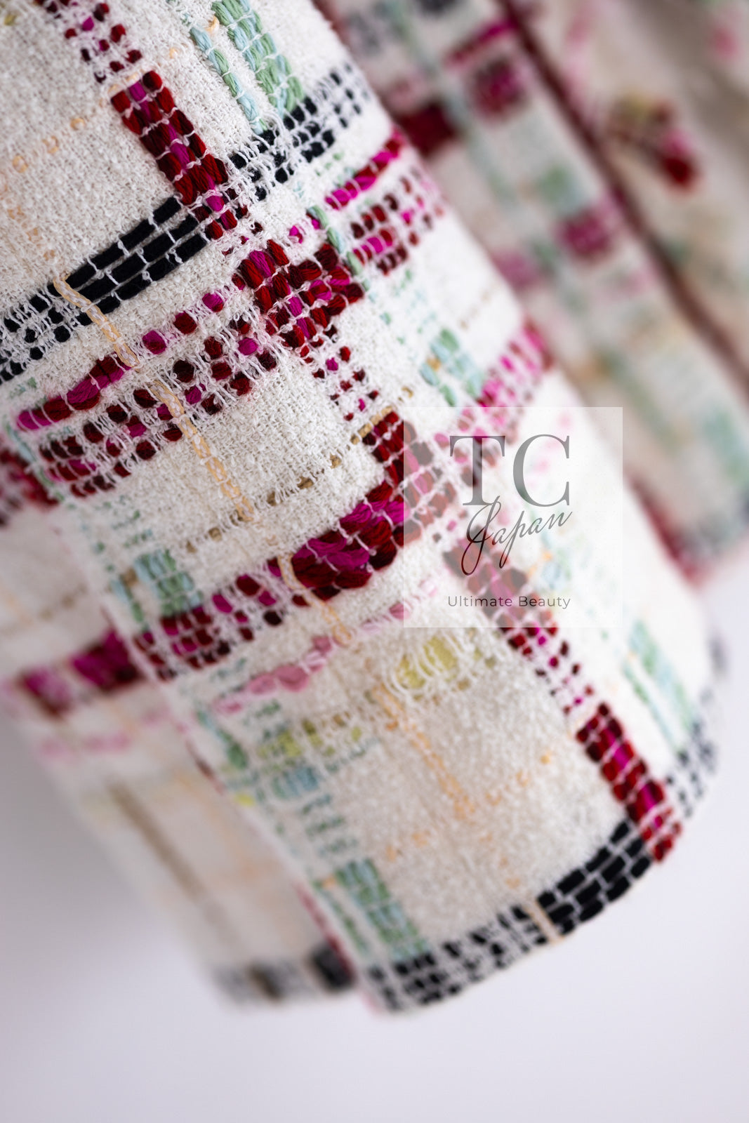 CHANEL 04S Ivory Red Mix Tweed Coat 36 シャネル アイボリー レッド ミックス ツイード コート 即発