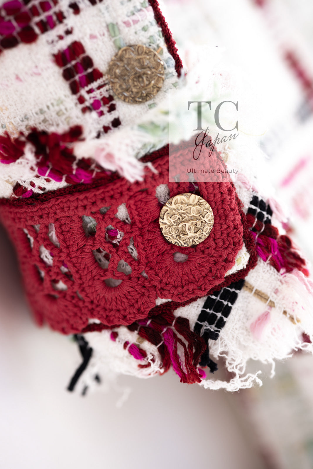 CHANEL 04S Ivory Red Mix Tweed Coat 36 シャネル アイボリー レッド ミックス ツイード コート 即発