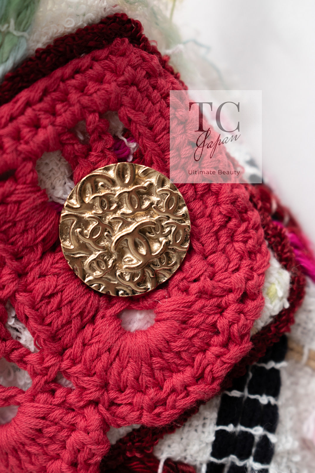 CHANEL 04S Ivory Red Mix Tweed Coat 36 シャネル アイボリー レッド ミックス ツイード コート 即発