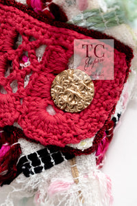 CHANEL 04S Ivory Red Mix Tweed Coat 36 シャネル アイボリー レッド ミックス ツイード コート 即発