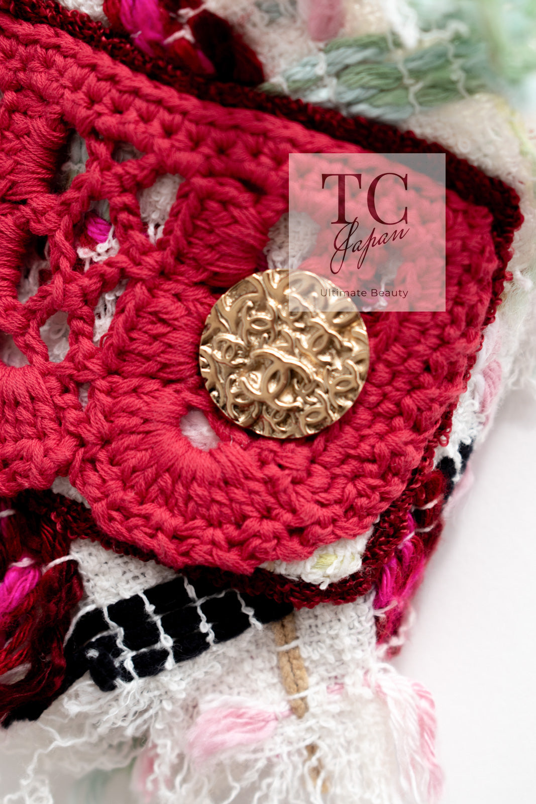 CHANEL 04S Ivory Red Mix Tweed Coat 36 シャネル アイボリー レッド ミックス ツイード コート 即発