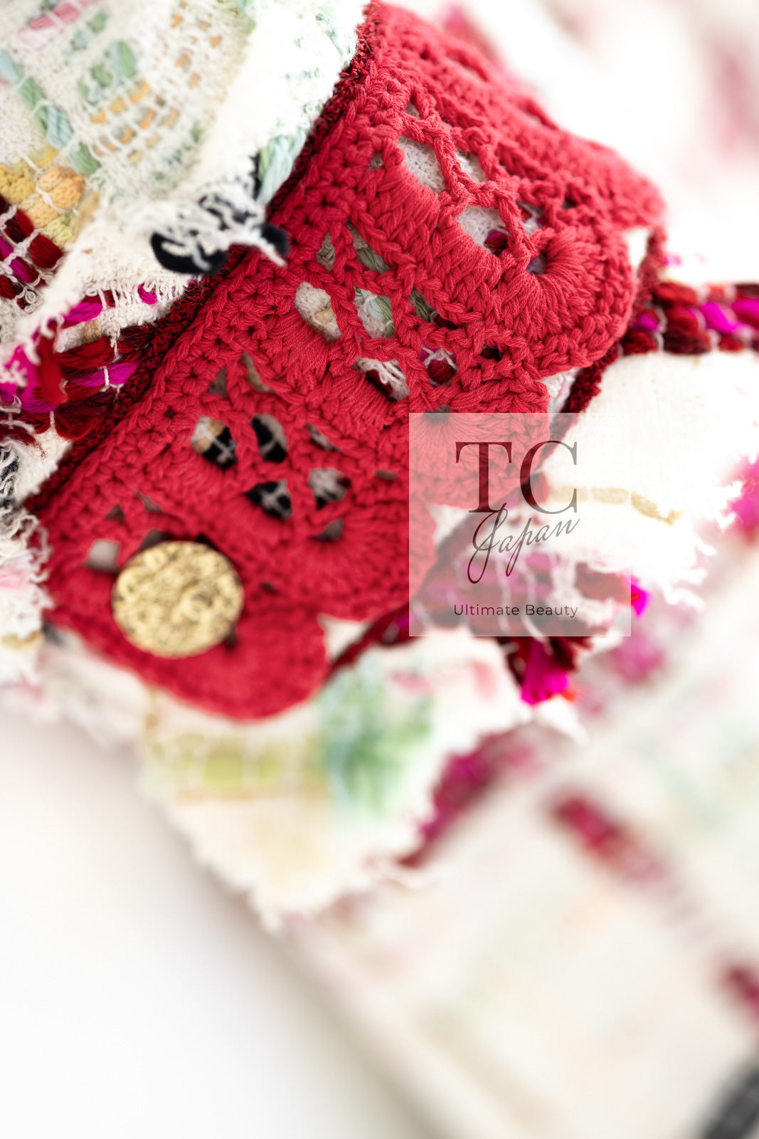 CHANEL 04S Ivory Red Mix Tweed Coat 36 シャネル アイボリー レッド ミックス ツイード コート 即発