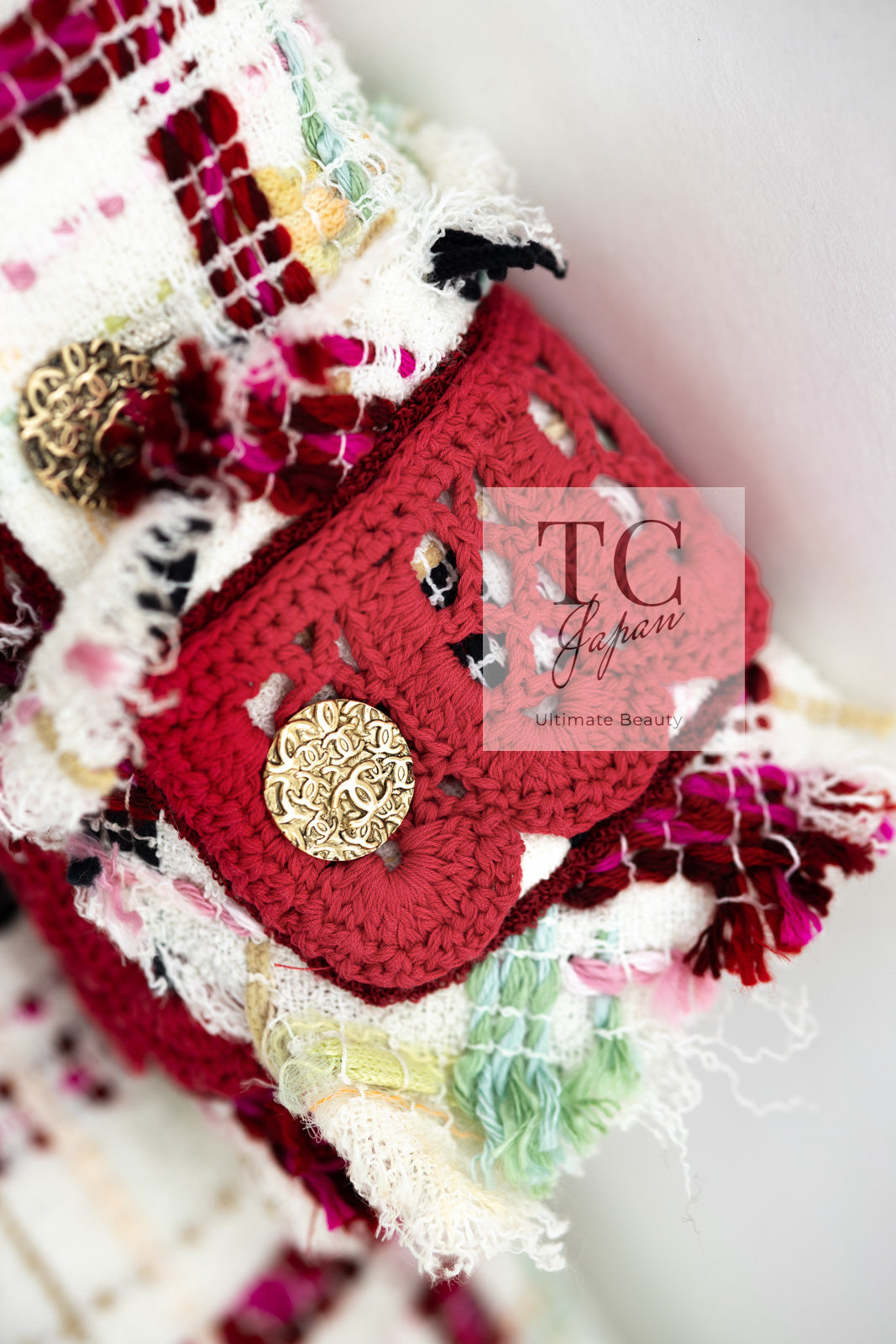 CHANEL 04S Ivory Red Mix Tweed Coat 36 シャネル アイボリー レッド ミックス ツイード コート 即発
