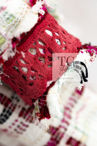 CHANEL 04S Ivory Red Mix Tweed Coat 36 シャネル アイボリー レッド ミックス ツイード コート 即発