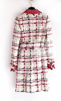 CHANEL 04S Ivory Red Mix Tweed Coat 36 シャネル アイボリー レッド ミックス ツイード コート 即発