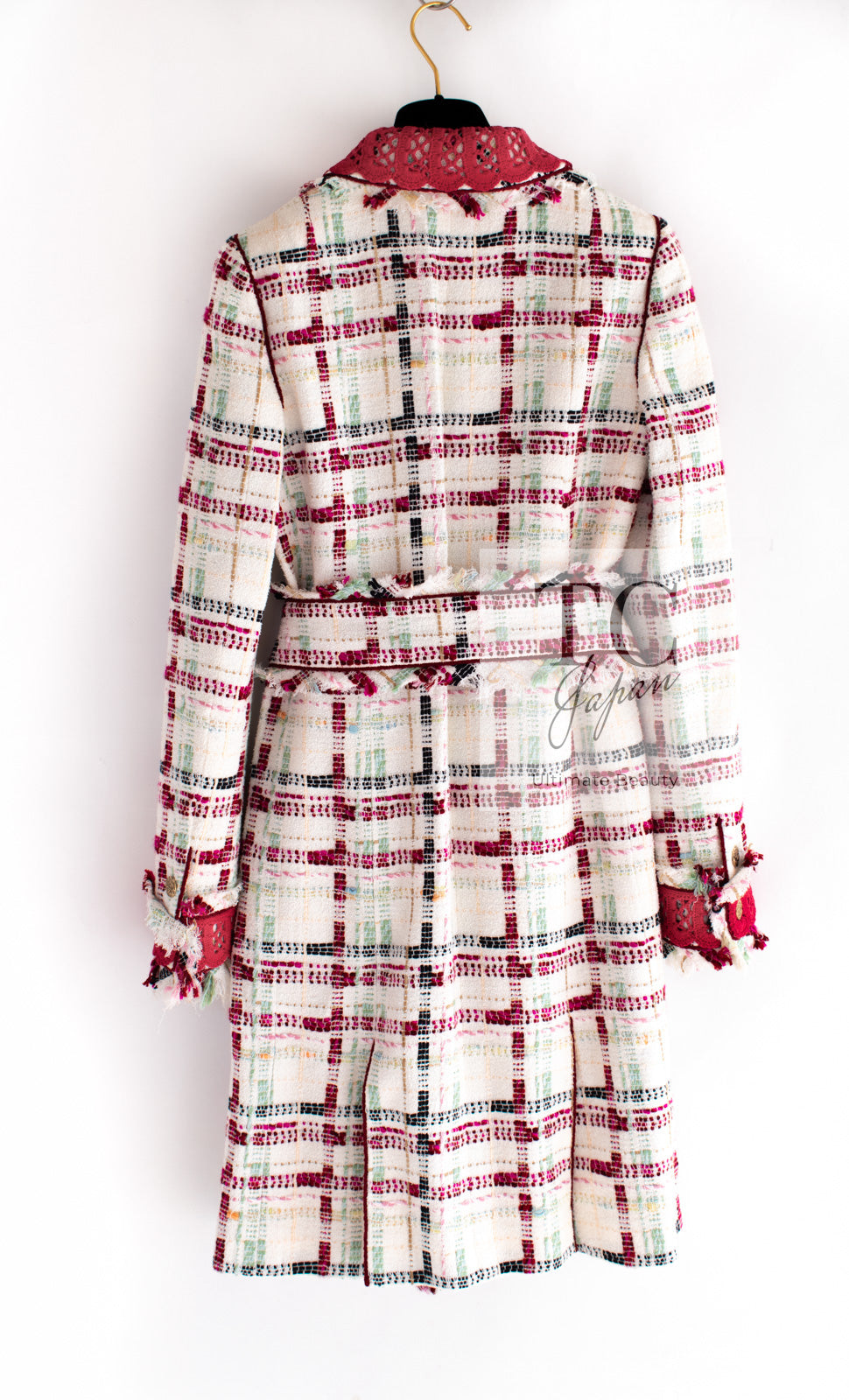 CHANEL 04S Ivory Red Mix Tweed Coat 36 シャネル アイボリー レッド ミックス ツイード コート 即発