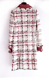 CHANEL 04S Ivory Red Mix Tweed Coat 36 シャネル アイボリー レッド ミックス ツイード コート 即発