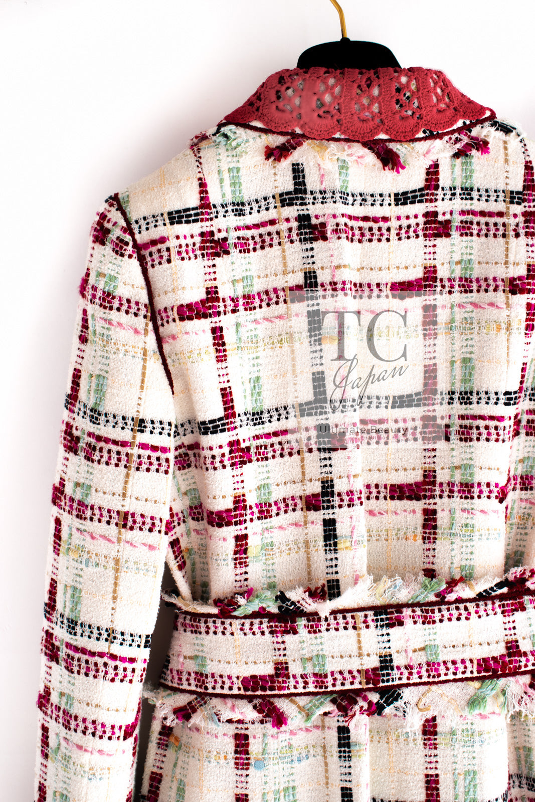 CHANEL 04S Ivory Red Mix Tweed Coat 36 シャネル アイボリー レッド ミックス ツイード コート 即発