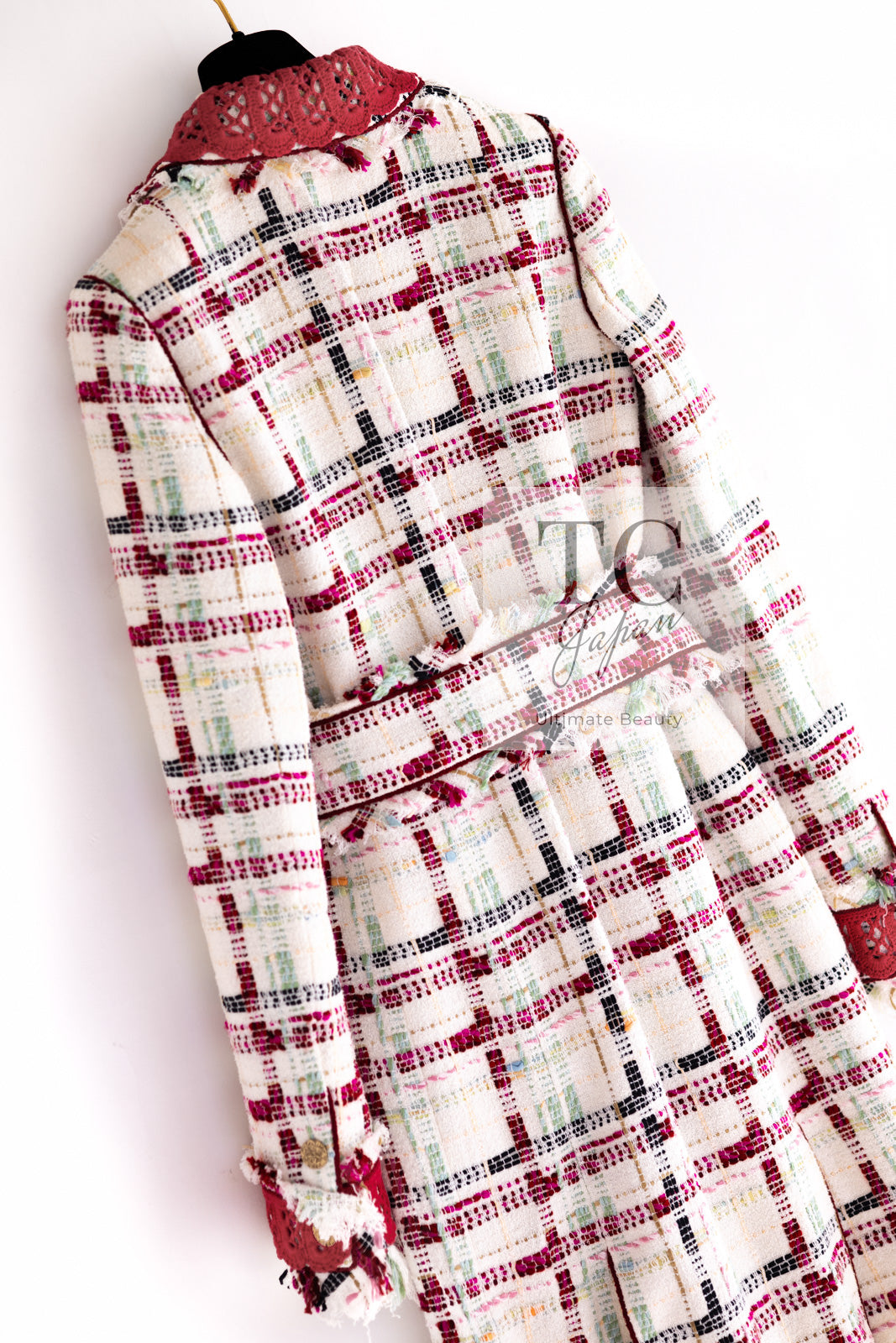 CHANEL 04S Ivory Red Mix Tweed Coat 36 シャネル アイボリー レッド ミックス ツイード コート 即発