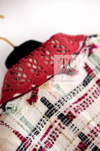 CHANEL 04S Ivory Red Mix Tweed Coat 36 シャネル アイボリー レッド ミックス ツイード コート 即発