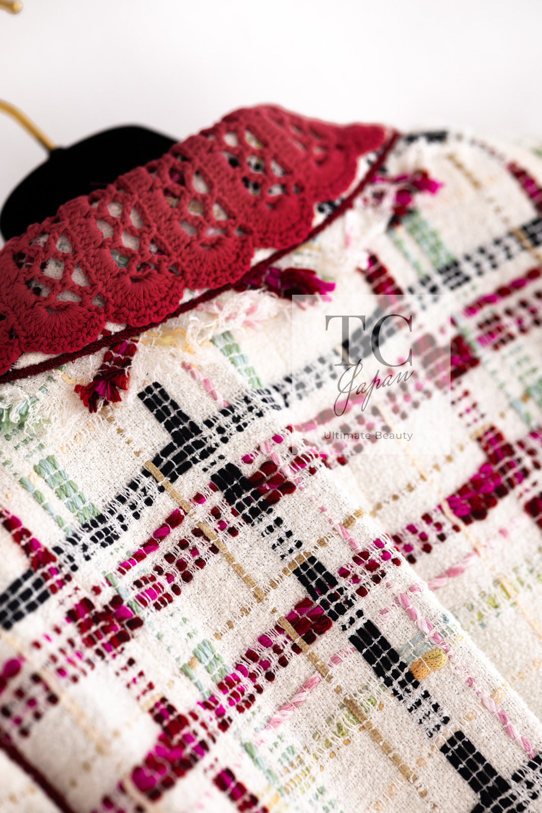 CHANEL 04S Ivory Red Mix Tweed Coat 36 シャネル アイボリー レッド ミックス ツイード コート 即発