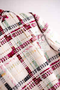 CHANEL 04S Ivory Red Mix Tweed Coat 36 シャネル アイボリー レッド ミックス ツイード コート 即発