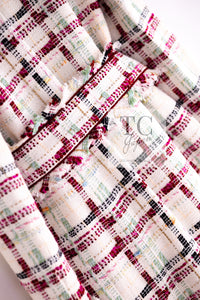 CHANEL 04S Ivory Red Mix Tweed Coat 36 シャネル アイボリー レッド ミックス ツイード コート 即発