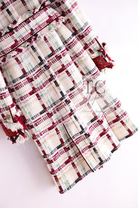 CHANEL 04S Ivory Red Mix Tweed Coat 36 シャネル アイボリー レッド ミックス ツイード コート 即発
