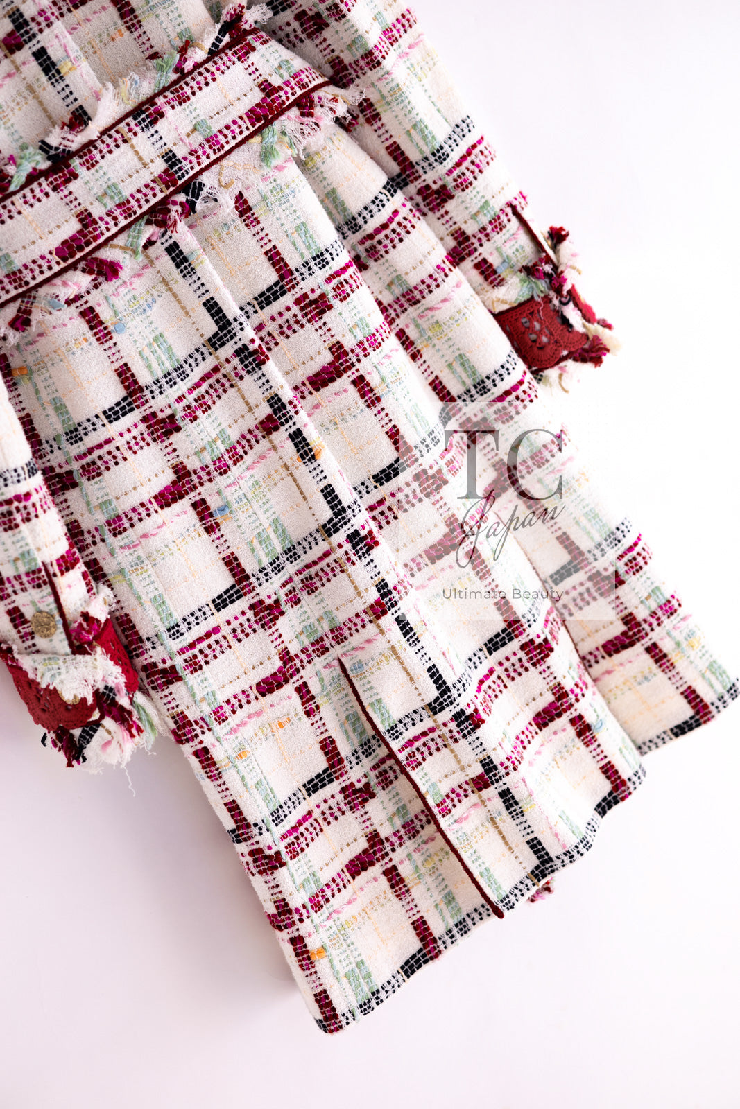 CHANEL 04S Ivory Red Mix Tweed Coat 36 シャネル アイボリー レッド ミックス ツイード コート 即発