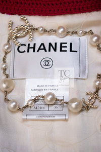 CHANEL 04S Ivory Red Mix Tweed Coat 36 シャネル アイボリー レッド ミックス ツイード コート 即発