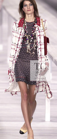 CHANEL 04S Ivory Red Mix Tweed Coat 36 シャネル アイボリー レッド ミックス ツイード コート 即発