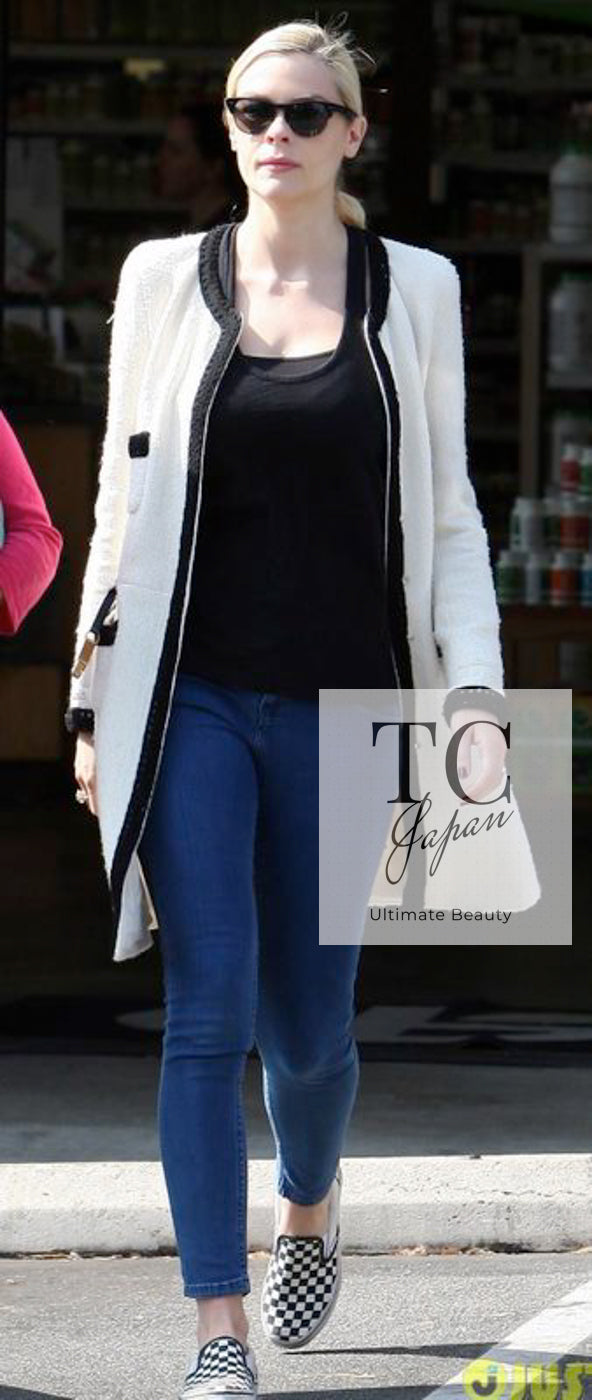 CHANEL 00A Ivory Black Trim Tweed Dress Coat with Belt 34 シャネル アイボリー ブラック トリム ベルト付 ワンピース コート 即発