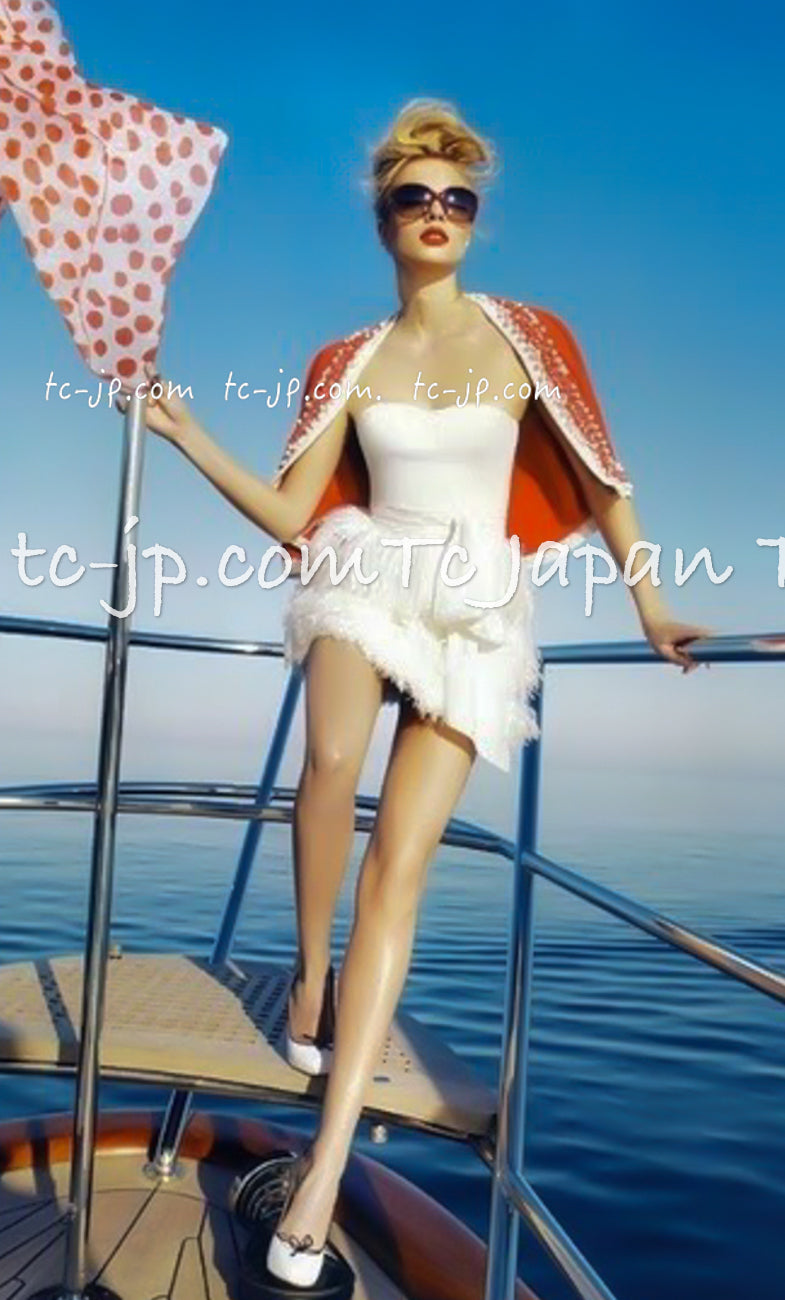 CHANEL 10S Red Pearl Trimming Cashmere 100% Knit Cardigan 38 40 シャネル レッド 豪華 パールトリミング カシミア100% ニット カーディガン 即発