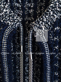 CHANEL 12S Navy Black Chain Cotton Knit Cardigan 36 シャネル ネイビー ブラック チェーン コットン ニット カーディガン 即発