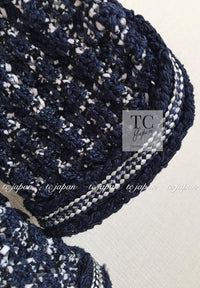CHANEL 12S Navy Black Chain Cotton Knit Cardigan 36 シャネル ネイビー ブラック チェーン コットン ニット カーディガン 即発