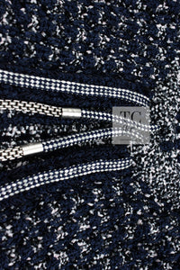 CHANEL 12S Navy Black Chain Cotton Knit Cardigan 36 シャネル ネイビー ブラック チェーン コットン ニット カーディガン 即発